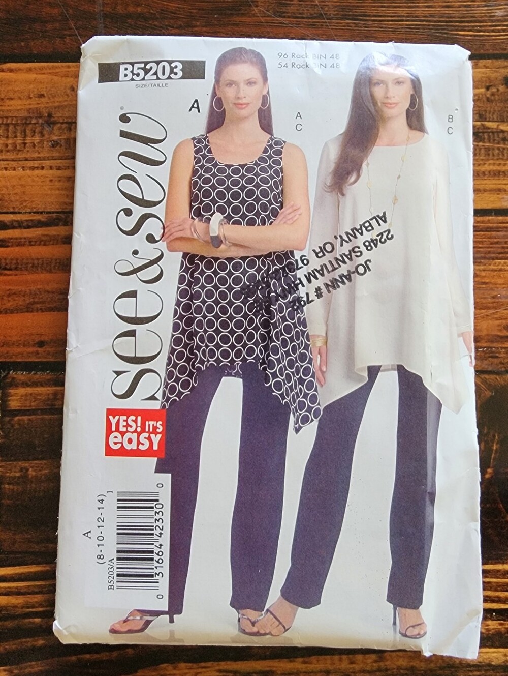 Butterick See & Sew #B5203 Uncut Sewing Pattern Sz 8-14 Tunic & Pants